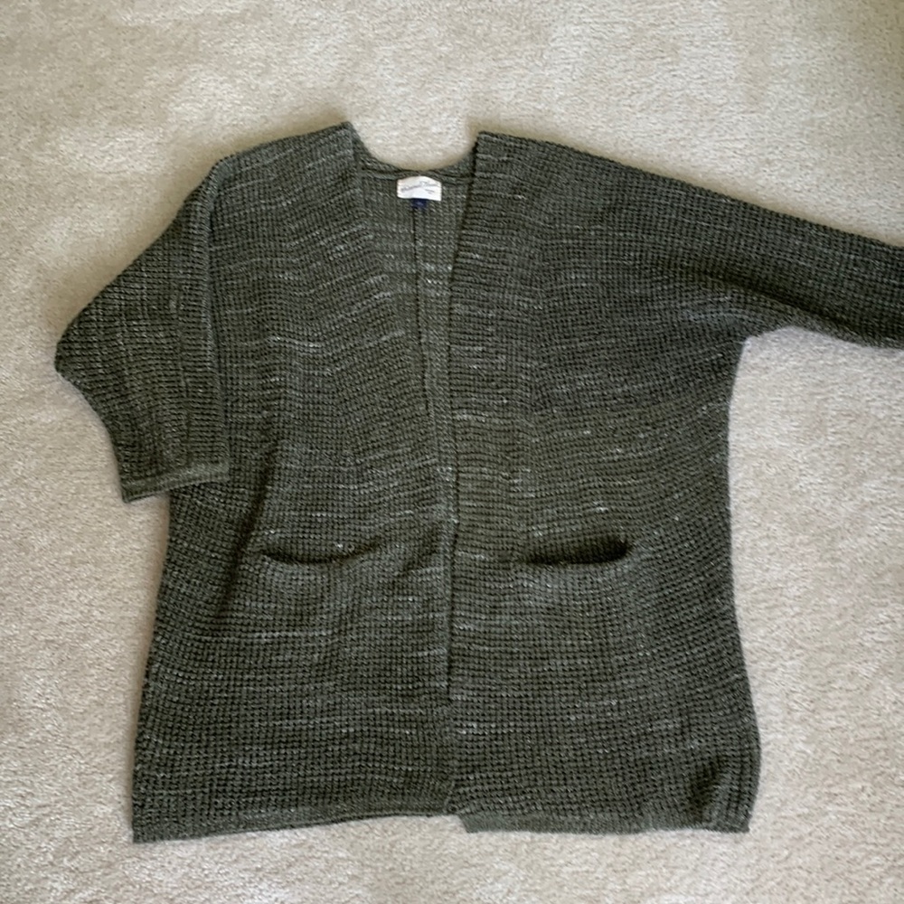 Target Universal Thread Open Cardigan in variegated olive green size XS